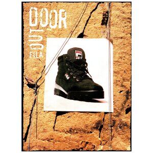 1994 Fila Outdoor Hiking Boots Vintage Print Ad Rock Climbing Gear 90s Wall Art